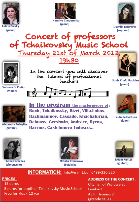 Concert des professeurs de l'école de musique Tchaikovsky.
